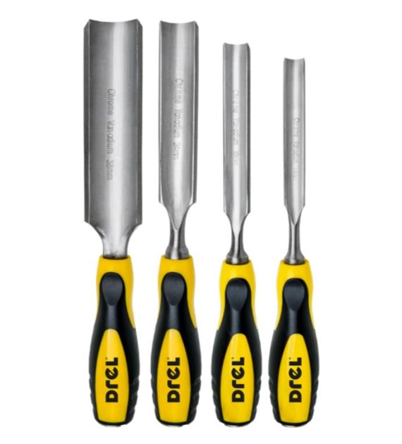 Dłuta do drewna 14 - 38 mm półokrągłe z plastikowym uchwytem 4 szt