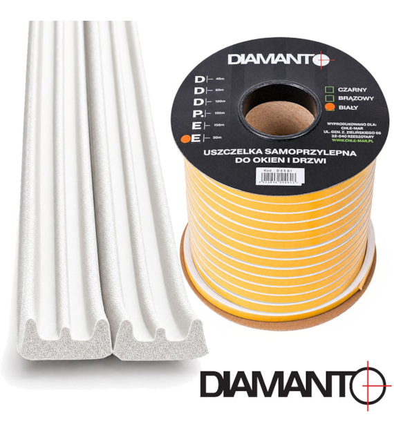 Uszczelka PROFIL  E  15x8 biała 50m DIAMANTO