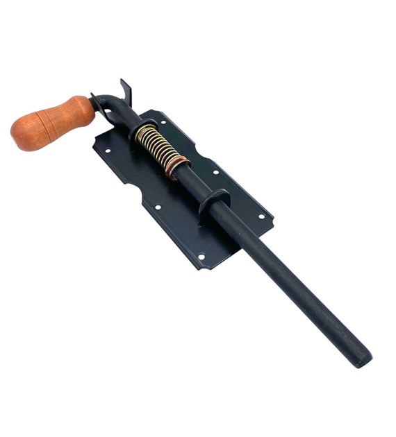 Zasuwa sprężynowa+drewno czarna 310mm średnia