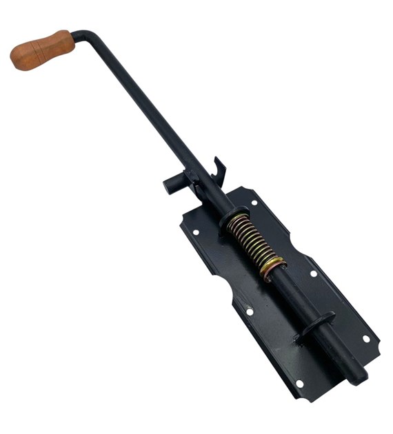 Zasuwa sprężynowa+drewno czarna 480mm duża