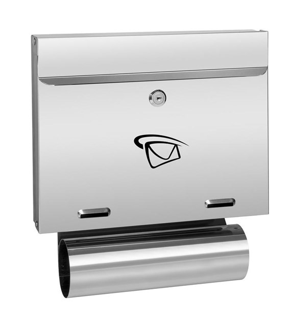 Skrzynka na listy prosta pozioma z tubą 340x310x60mm (nierdzewna)