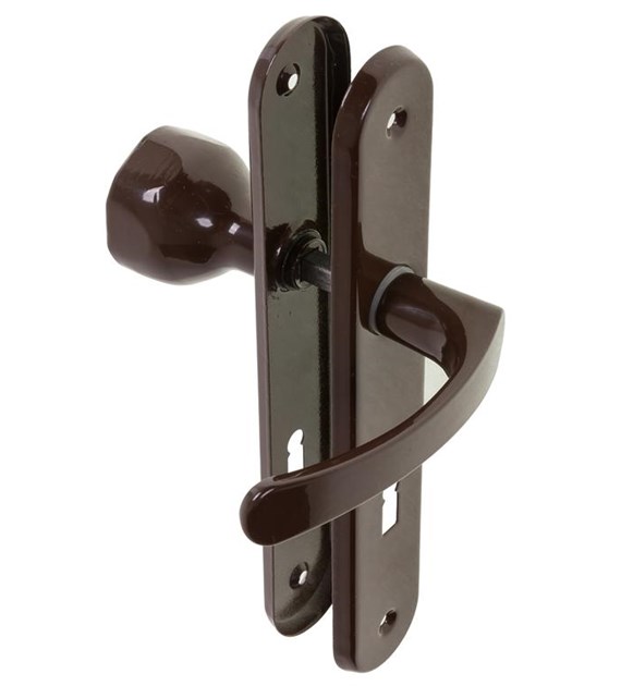 Gałko-klamka długi szyld 72 klucz BRĄZ