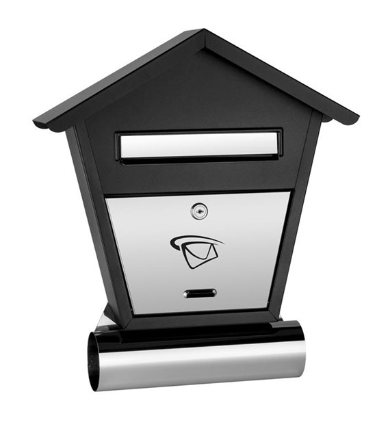 Skrzynka na listy domek duży z tubą 450x400x70mm (LUX-elementy nierdzewne)