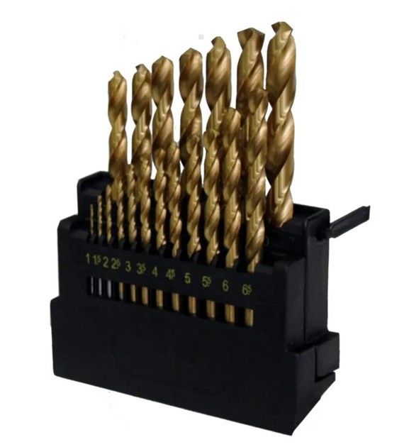 JUFISTO Zestaw wierteł do metalu podwójnie szlifowanych tytanowych 1 -10 mm 19szt