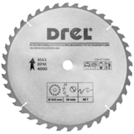 Piła tarczowa DREL CV do drewna ze spiekiem 400 x 30 mm 40T