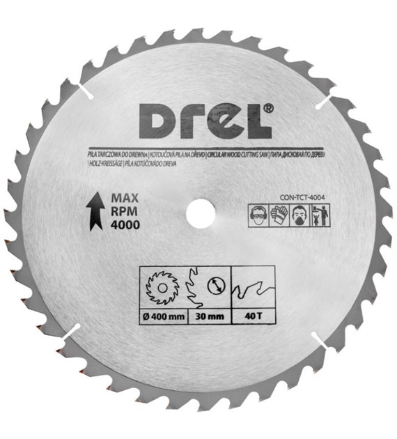 Piła tarczowa DREL CV do drewna ze spiekiem 400 x 30 mm 40T