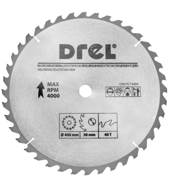 Piła tarczowa DREL CV do drewna ze spiekiem 400 x 30 mm 40T