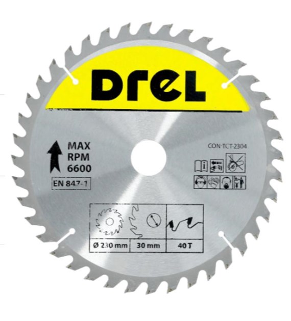 Piła tarczowa DREL CV do drewna ze spiekiem 230 x 30 mm 40T