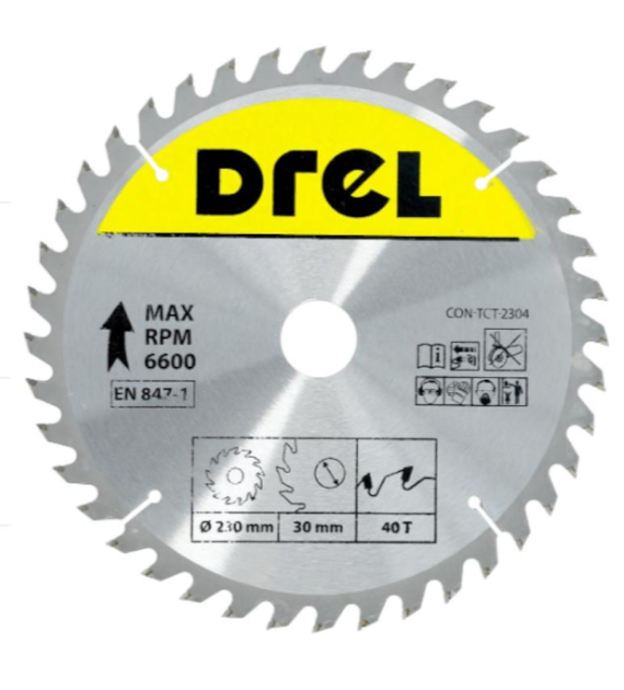 Piła tarczowa DREL CV do drewna ze spiekiem 230 x 30 mm 40T