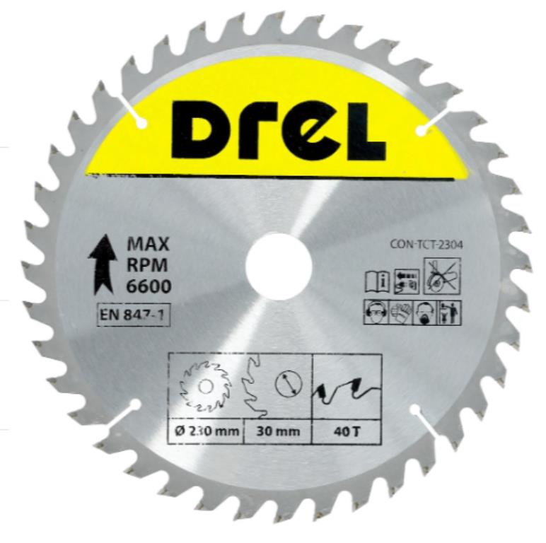 Piła tarczowa DREL CV do drewna ze spiekiem 230 x 30 mm 40T