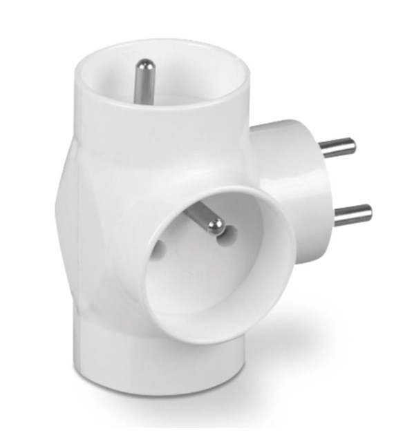 Elektryczny rozgałęźnik 3GN okrągłe z uziemieniem (złodziejka)