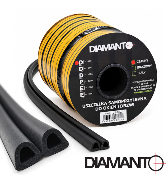 Uszczelka PROFIL  D  14x12mm czarna 40m DIAMANTO